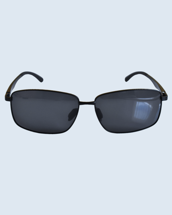 Black Rectangular Black Polarized Lens Sunglasses