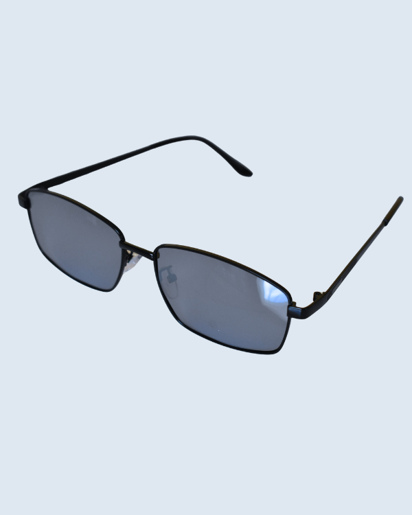 Black Rectangular Grey Polarized Lens Sunglasses