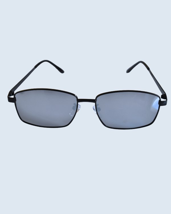 Black Rectangular Grey Polarized Lens Sunglasses