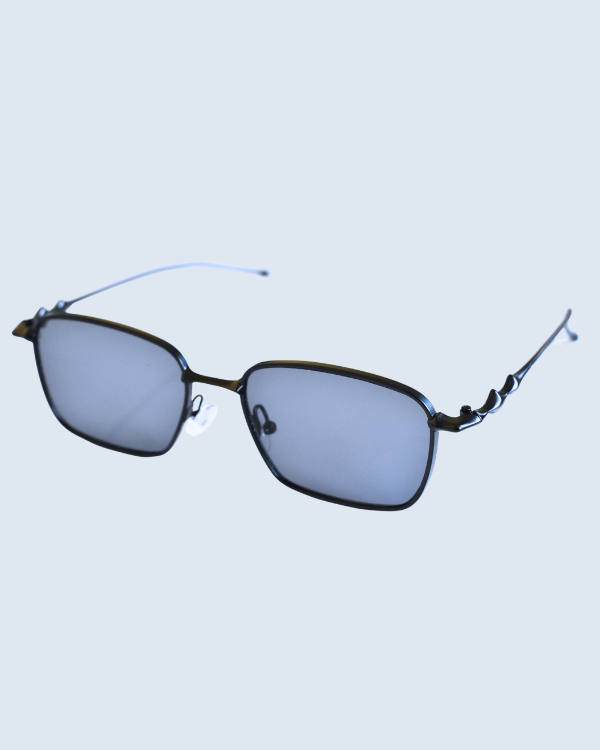 Black Rectangular Grey Polarized Lens Sunglasses