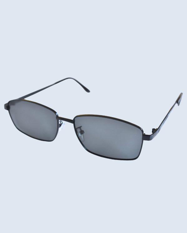 Black Rectangular Grey Polarized Lens Sunglasses