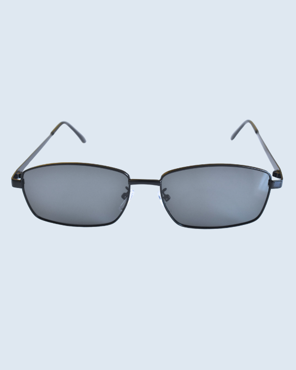 Black Rectangular Grey Polarized Lens Sunglasses