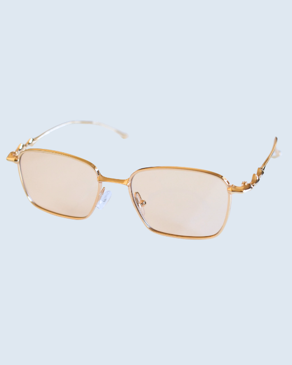 Gold Rectangular Brown Polarized Lens Sunglasses