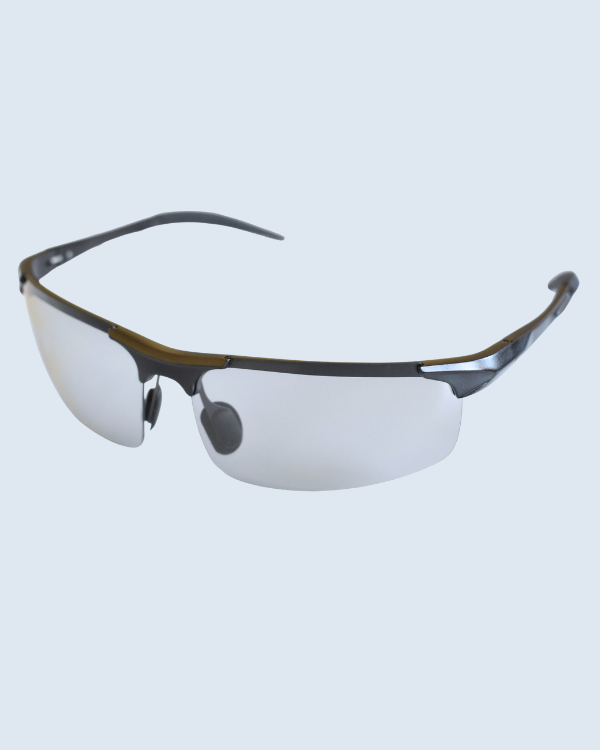 Black Sport Silver Mirrored Polarized Lens Sunglasses