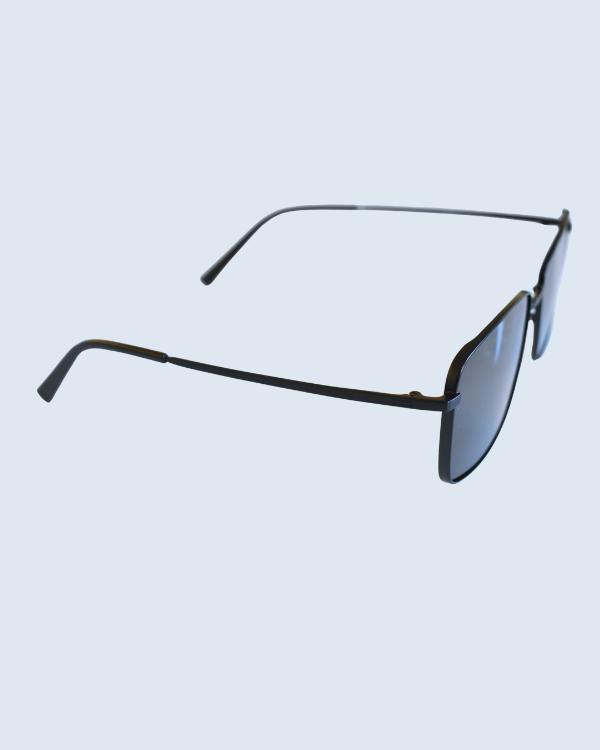 Black Rectangular Grey Polarized Lens Sunglasses