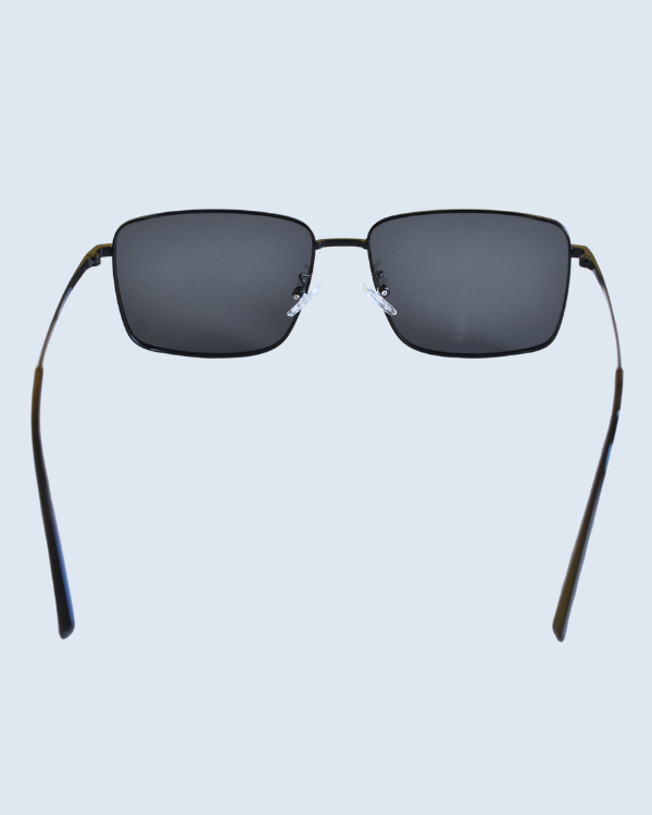Black Rectangular Grey Polarized Lens Sunglasses