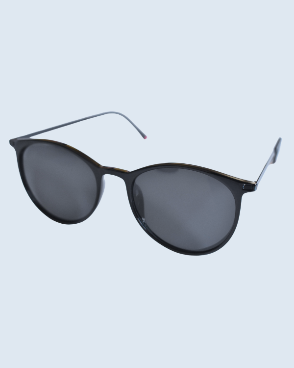 Black Round Grey Polarized Lens Sunglasses