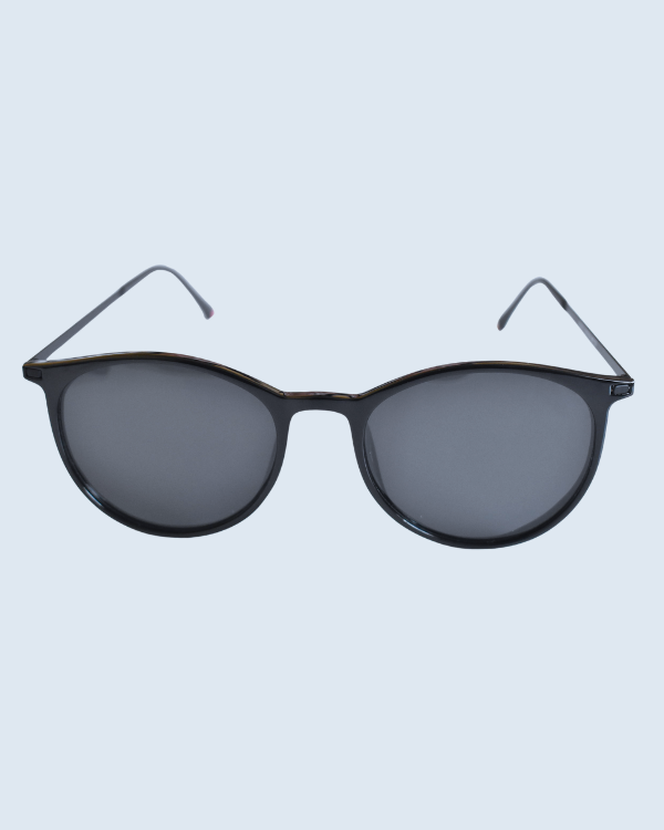 Black Round Grey Polarized Lens Sunglasses