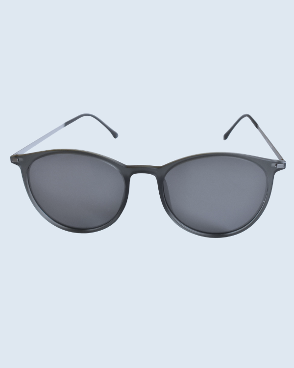 Black Round Grey Polarized Lens Sunglasses