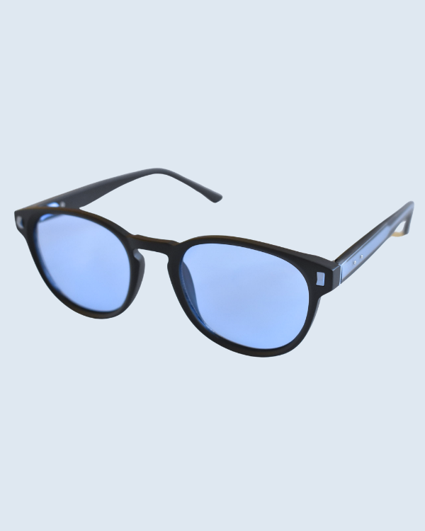 Black Round Blue Polarized Lens Sunglasses