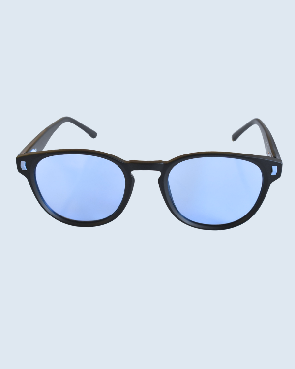 Black Round Blue Polarized Lens Sunglasses