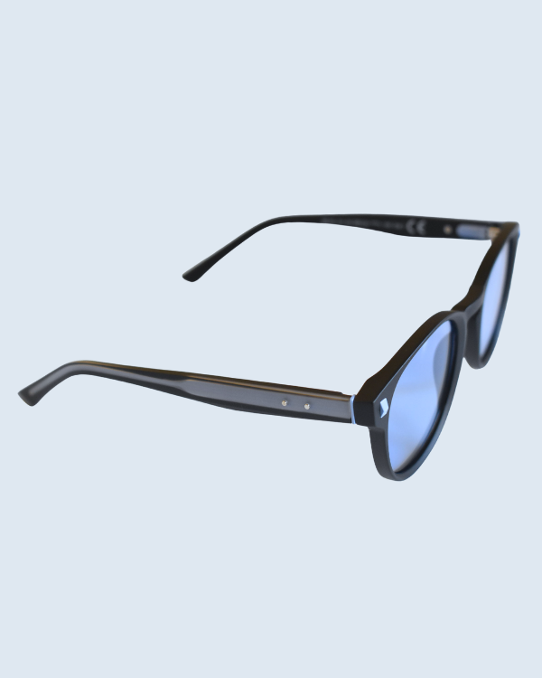Black Round Blue Polarized Lens Sunglasses