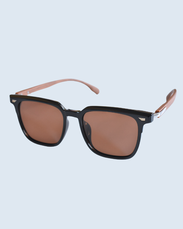 Black Square Brown Polarized Lens Sunglasses