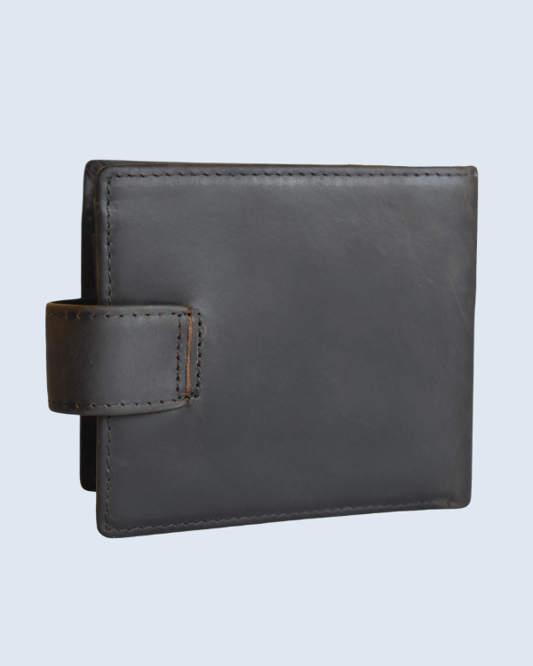 Classic Coffee Brown Leather Bifold Wallet with Snap Closure