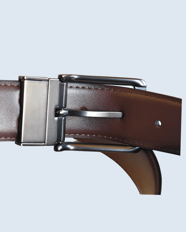Classic Dark Brown Leather Pin Buckle Belt