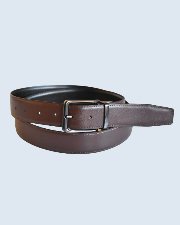 Classic Dark Brown Leather Pin Buckle Belt
