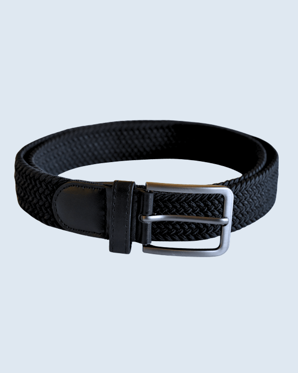 Black Braided Woven Stretch Belt