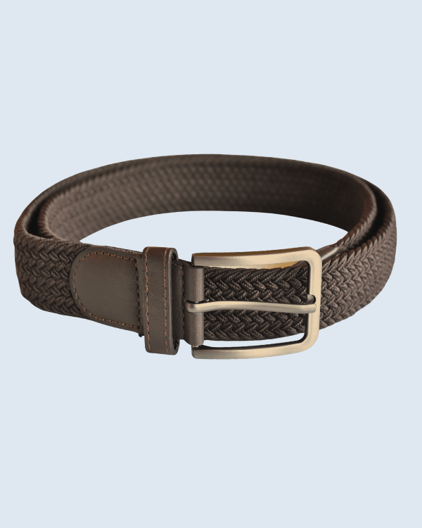Dark Brown Braided Woven Stretch Belt