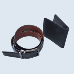 Black Leather Wallet & Belt Set
