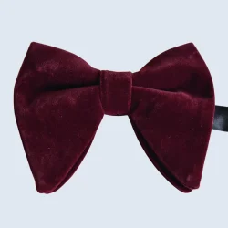 Burgundy Velvet Diamond Tip Bow Tie